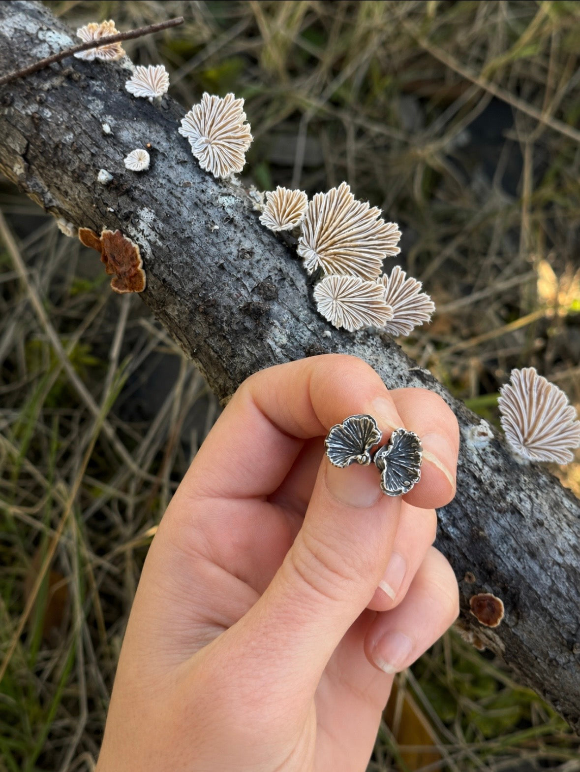 Silver Splitgill Fungi Stud Earrings