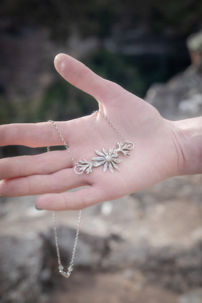 Sterling Silver Flannel Flower Necklace
