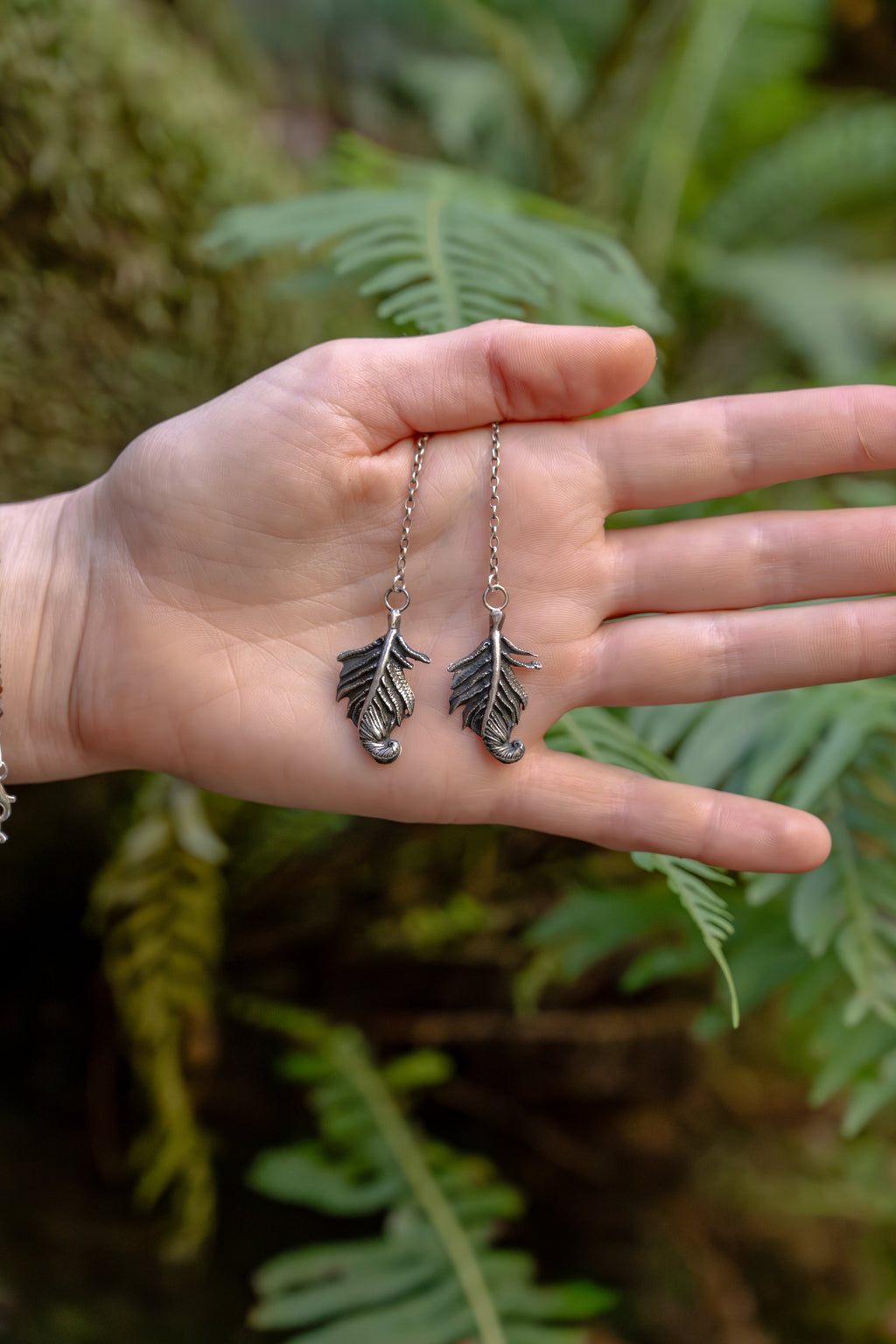 Silver Fern Dangle Earrings