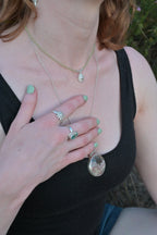 Little Flannel Flower Crystal Charm Necklace