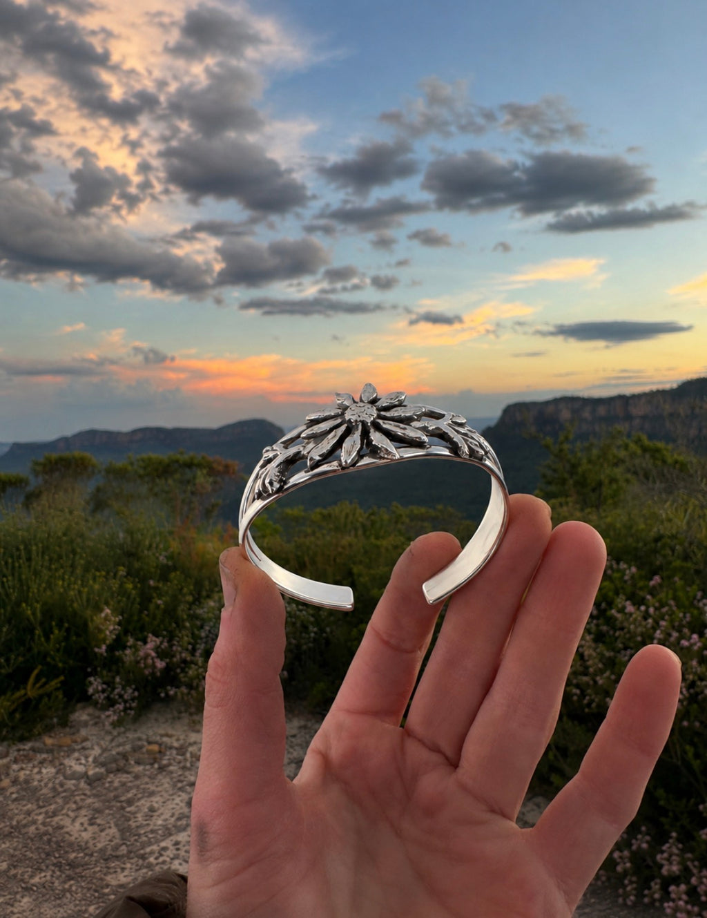 Flannel Flower Cuff Bracelet