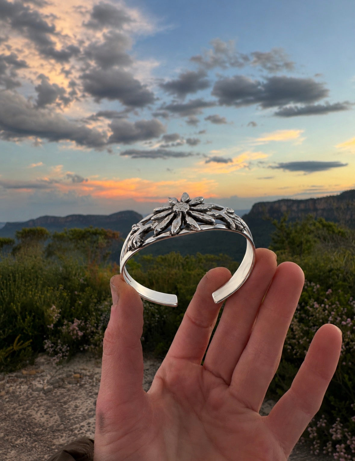 Flannel Flower Cuff Bracelet