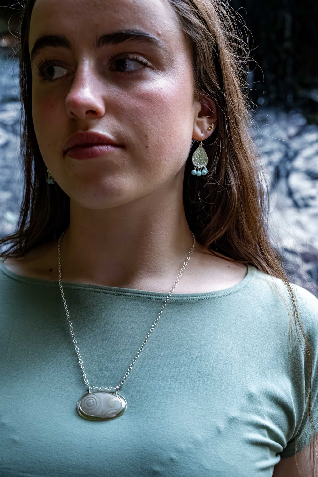 Lace Agate Pendant Necklace