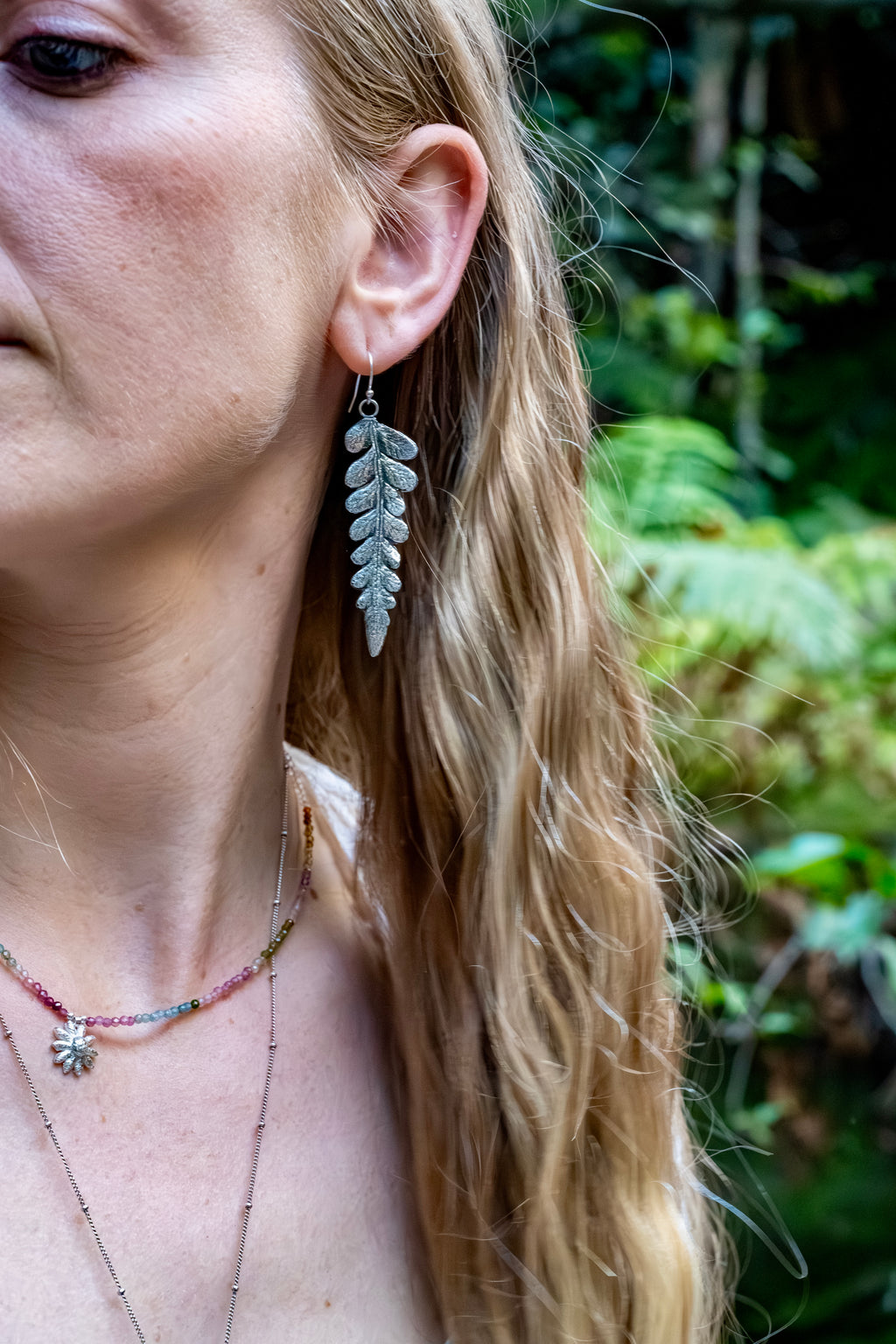 Silver Batwing Fern Earrings