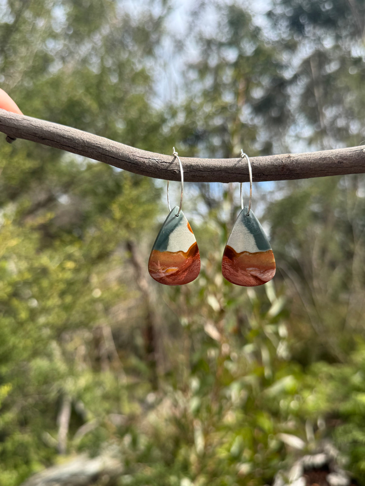 Silver and Stone Hoop Gemstone Earrings