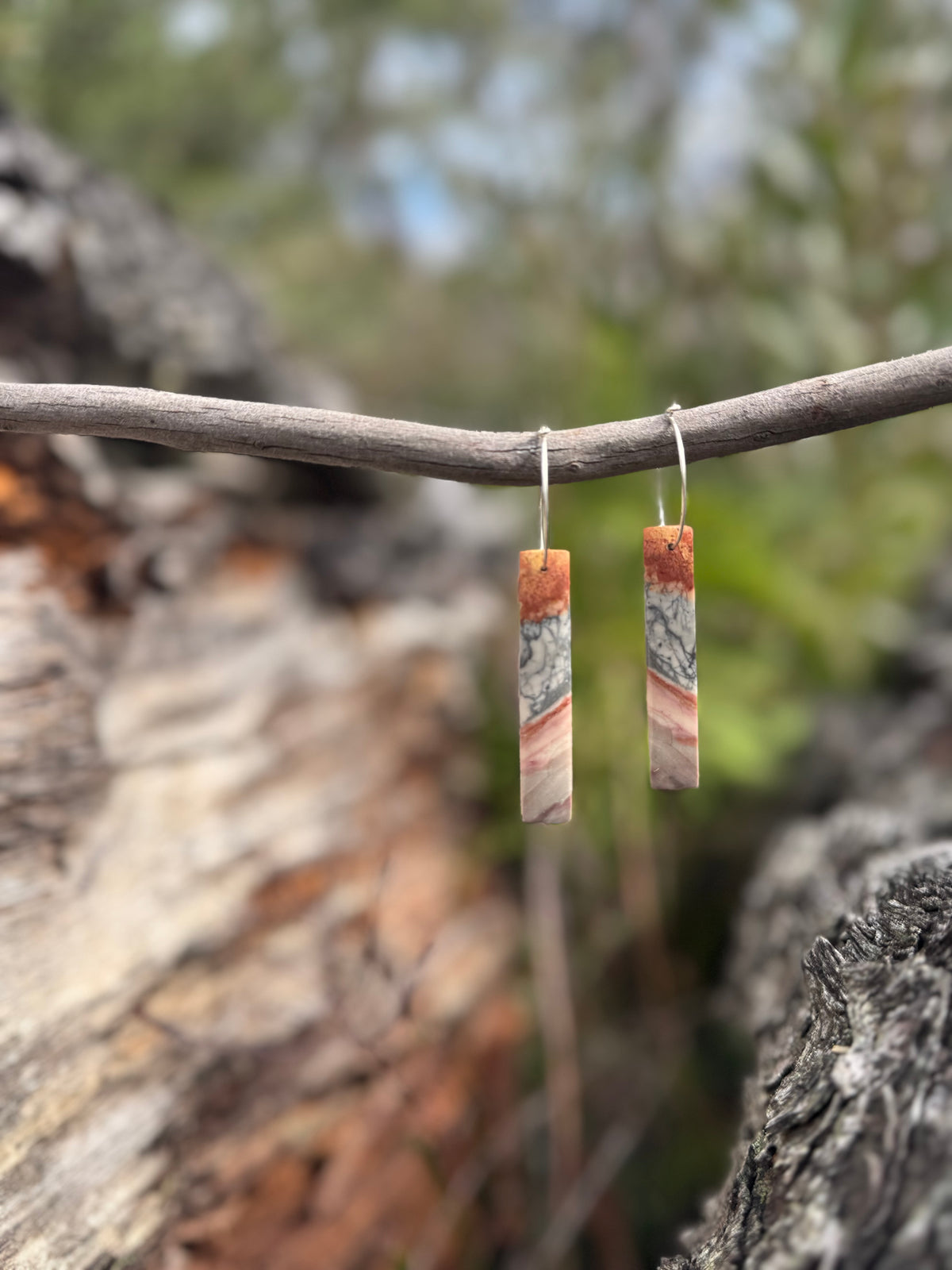 Silver and Stone Hoop Gemstone Earrings