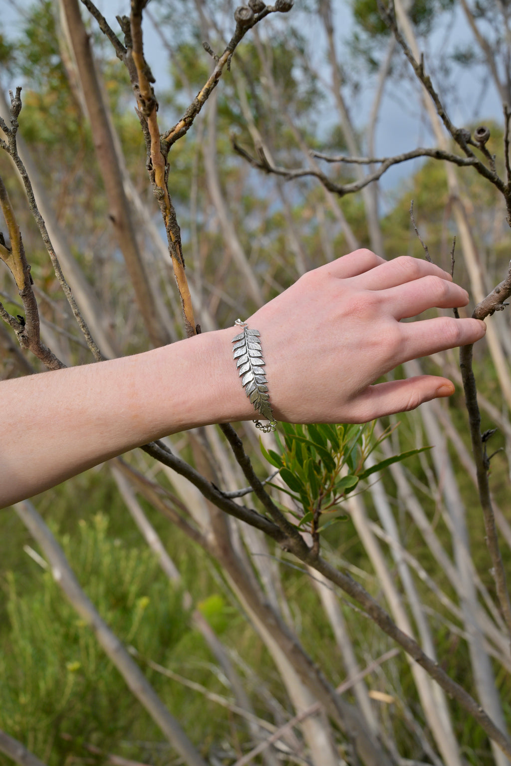 Silver Fern Leaf Bracelet