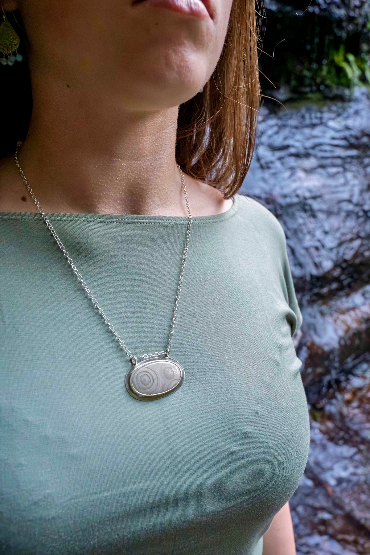 Lace Agate Pendant Necklace