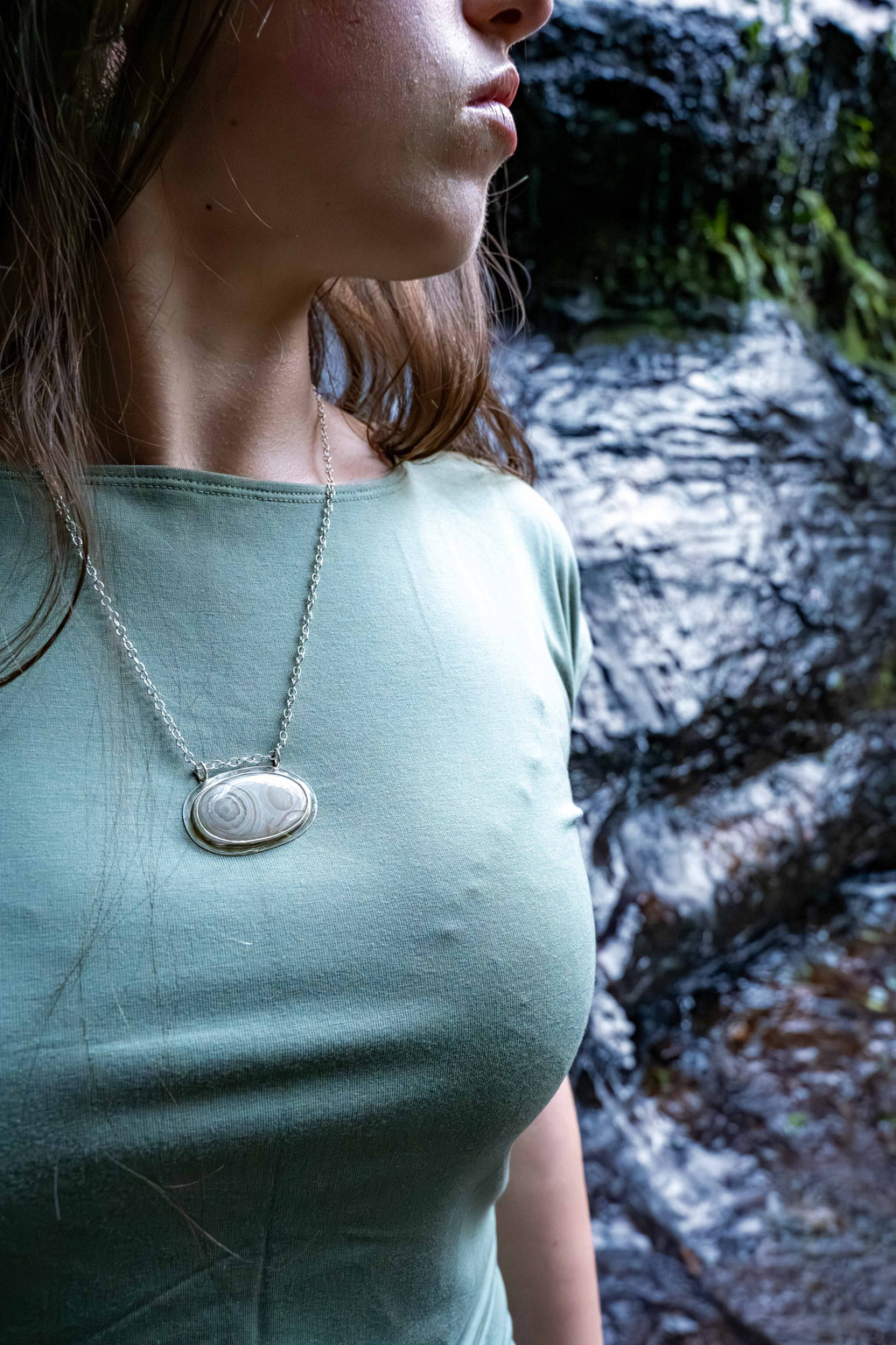 Lace Agate Pendant Necklace