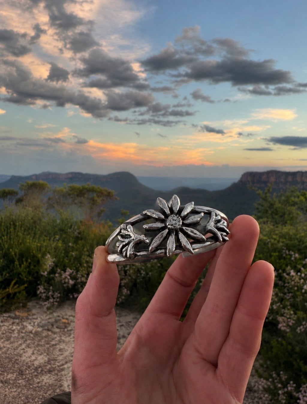 Flannel Flower Cuff Bracelet