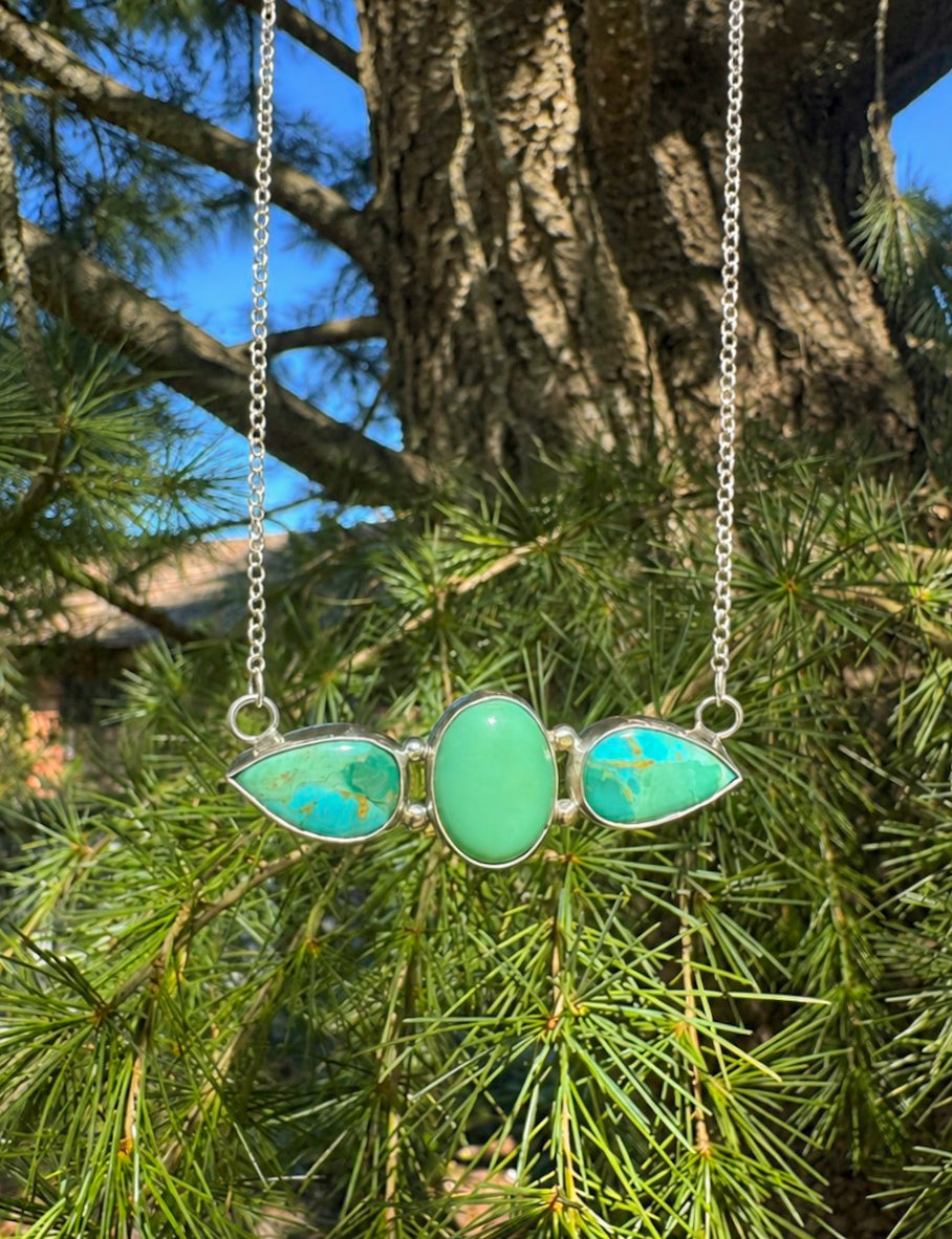 Turquoise and Chrysophrase Bar Necklace
