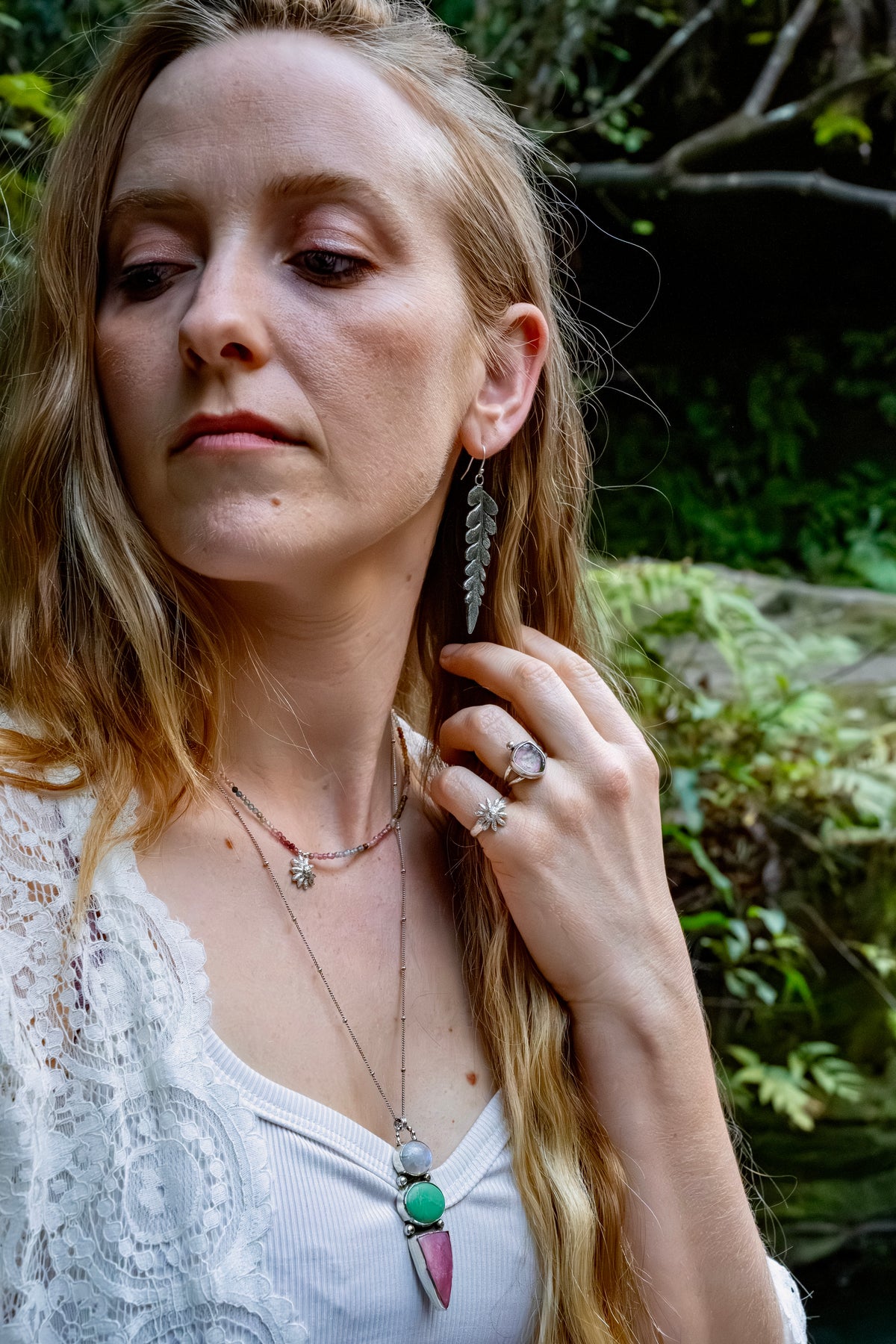 Silver Batwing Fern Earrings