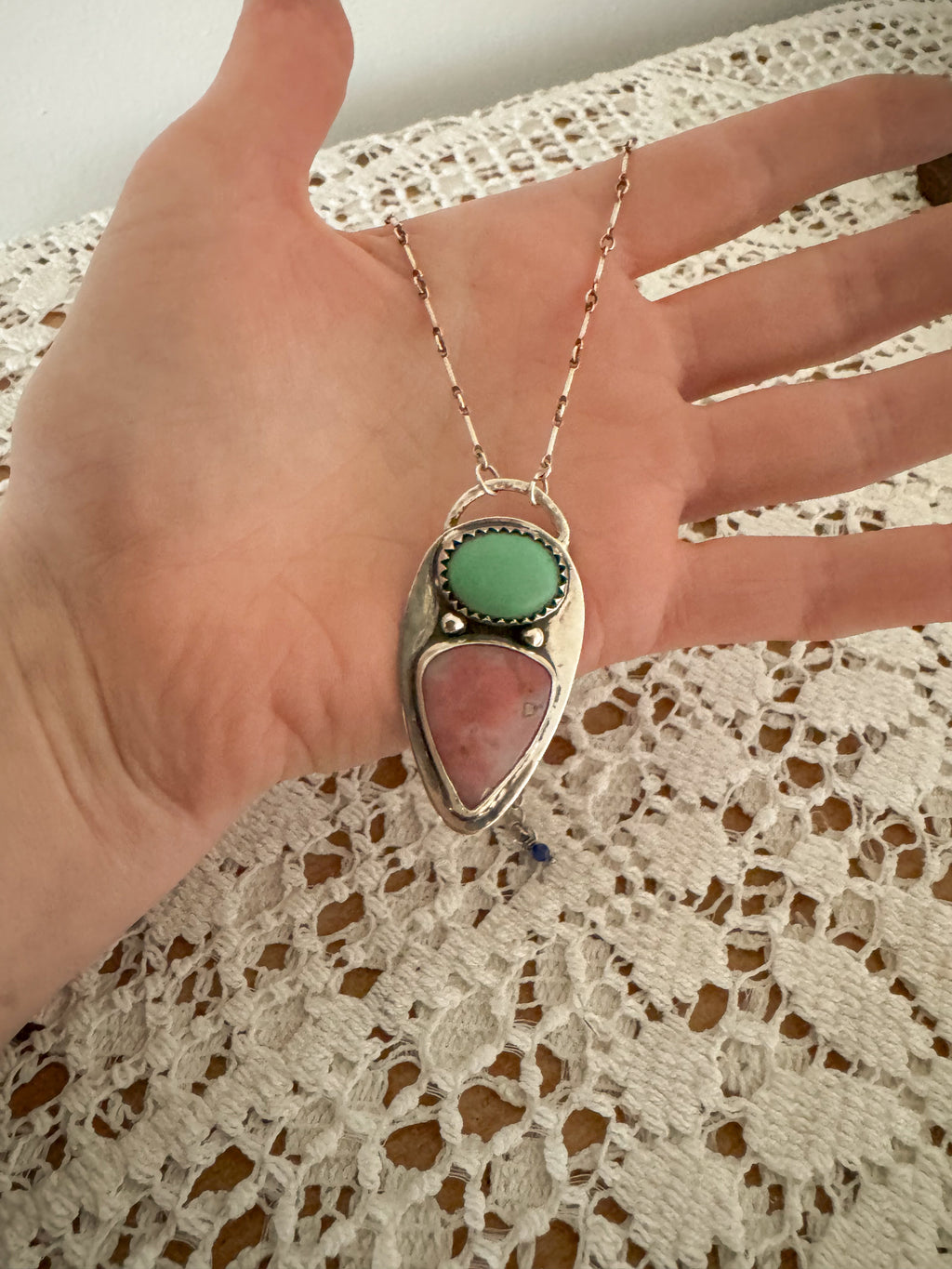 Pink Opal and Chrysophrase Statement Necklace