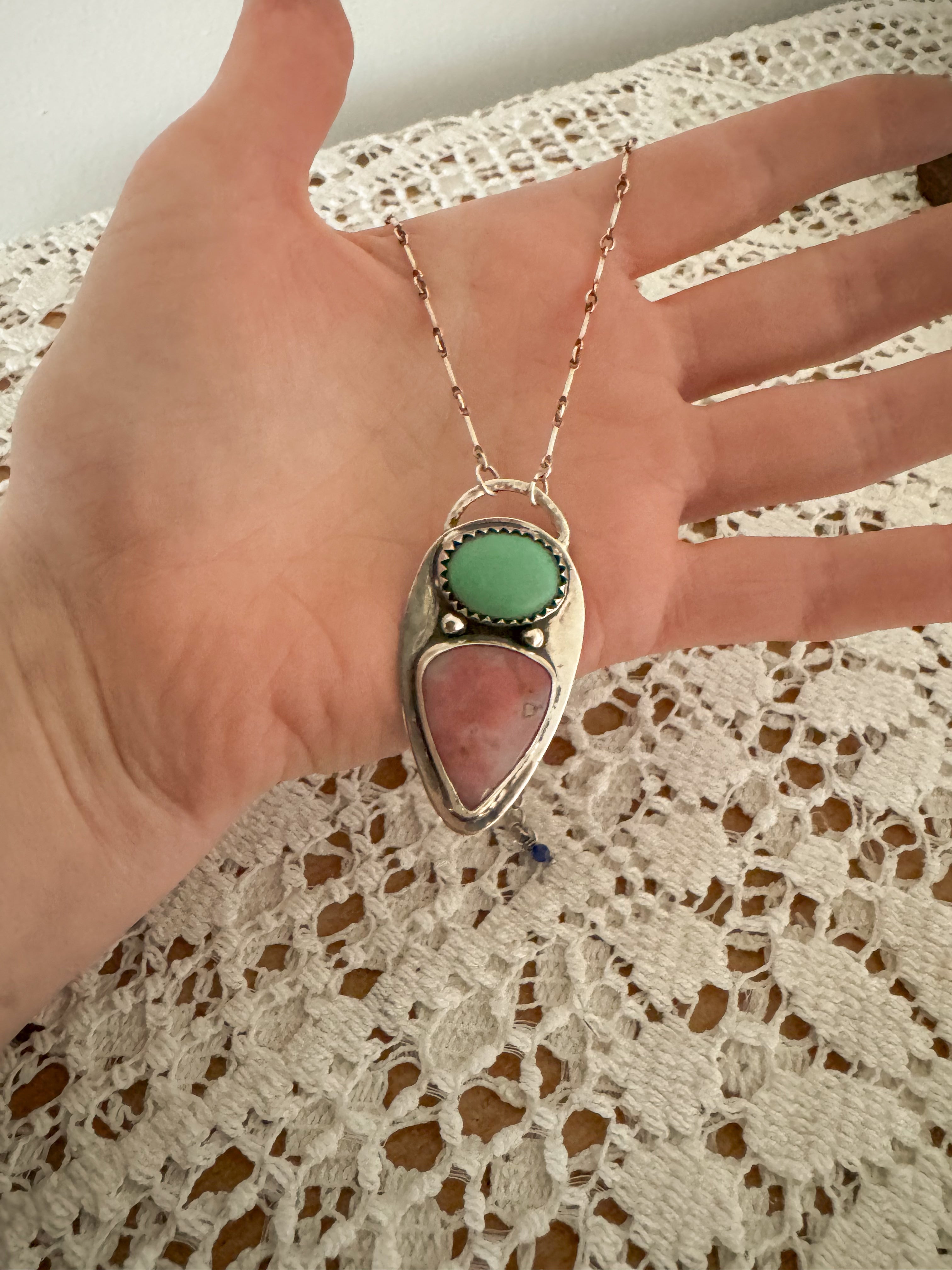 Pink Opal and Chrysophrase Statement Necklace
