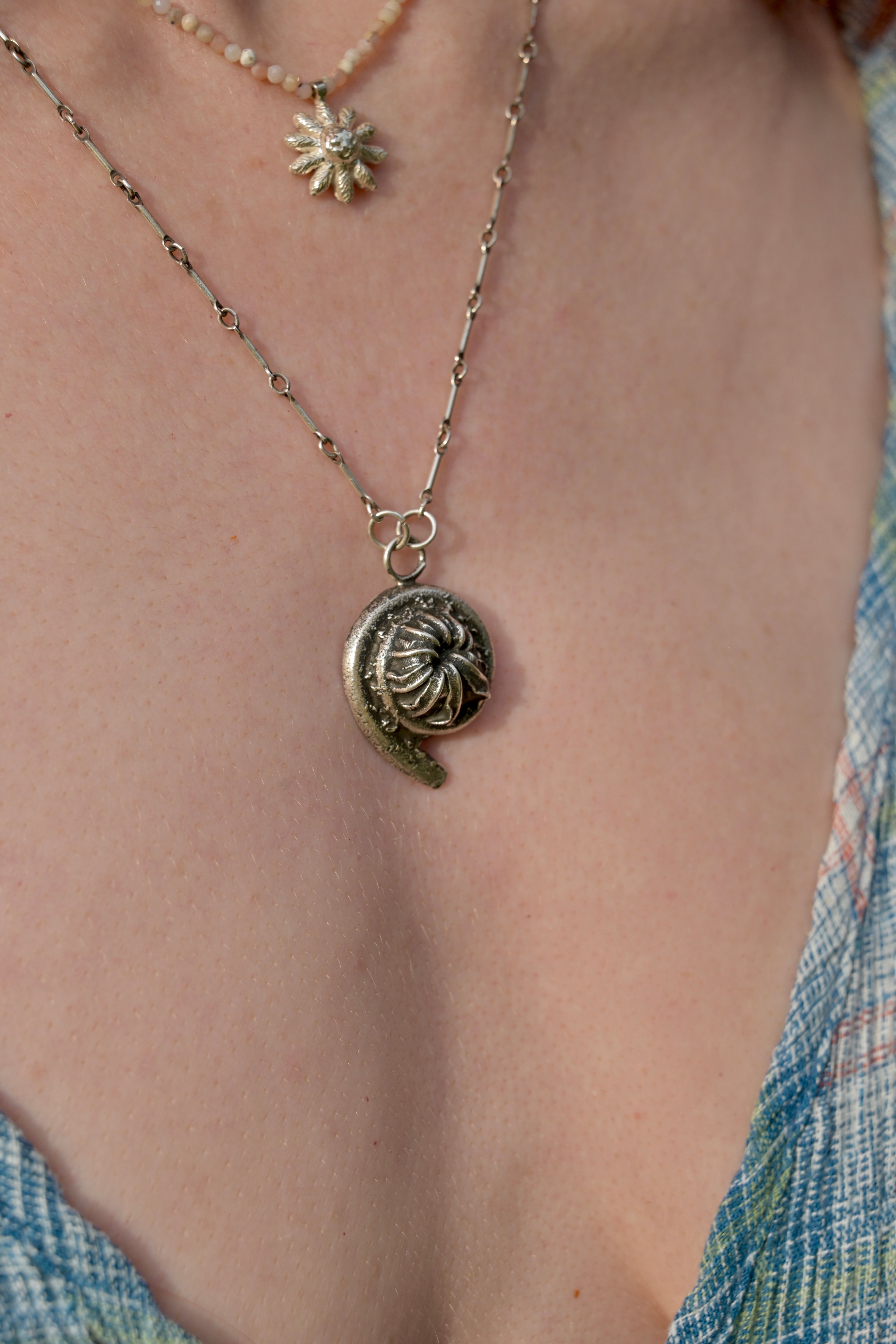 Silver Gully Fern Fiddlehead Necklace