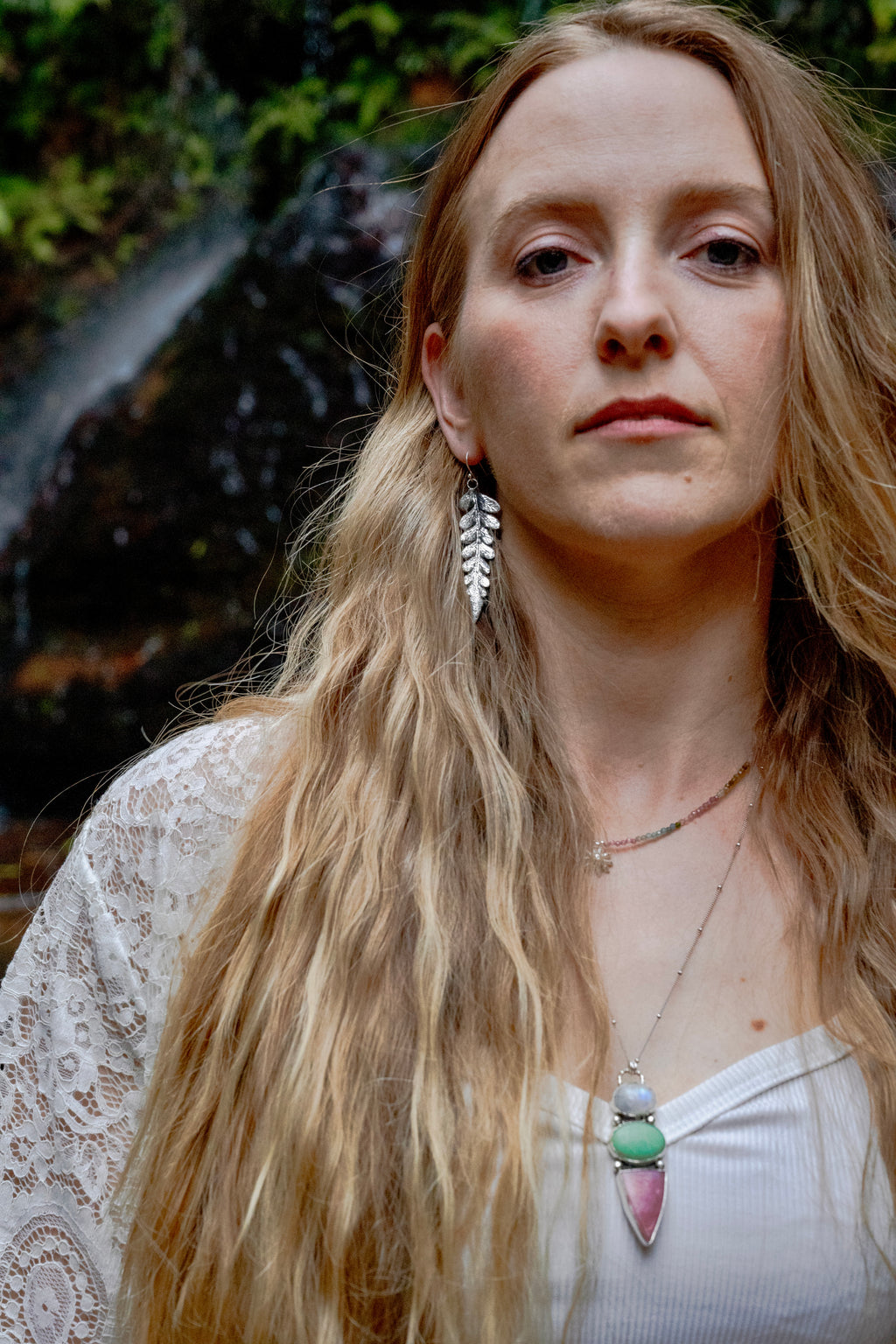 Silver Batwing Fern Earrings