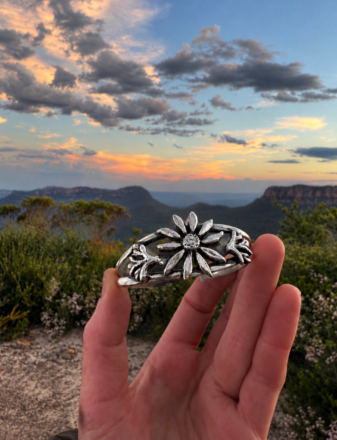 Flannel Flower Cuff Bracelet