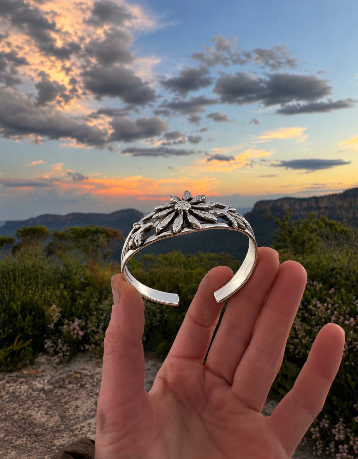 Flannel Flower Cuff Bracelet