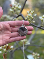 Moss Agate in Sterling Silver Pendant Necklace