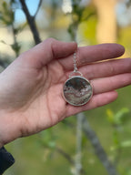 Moss Agate in Sterling Silver Pendant Necklace