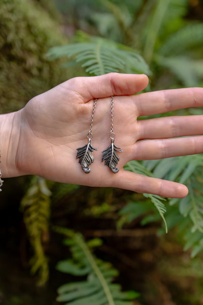 Handmade Silver Fern Dangle Earrings