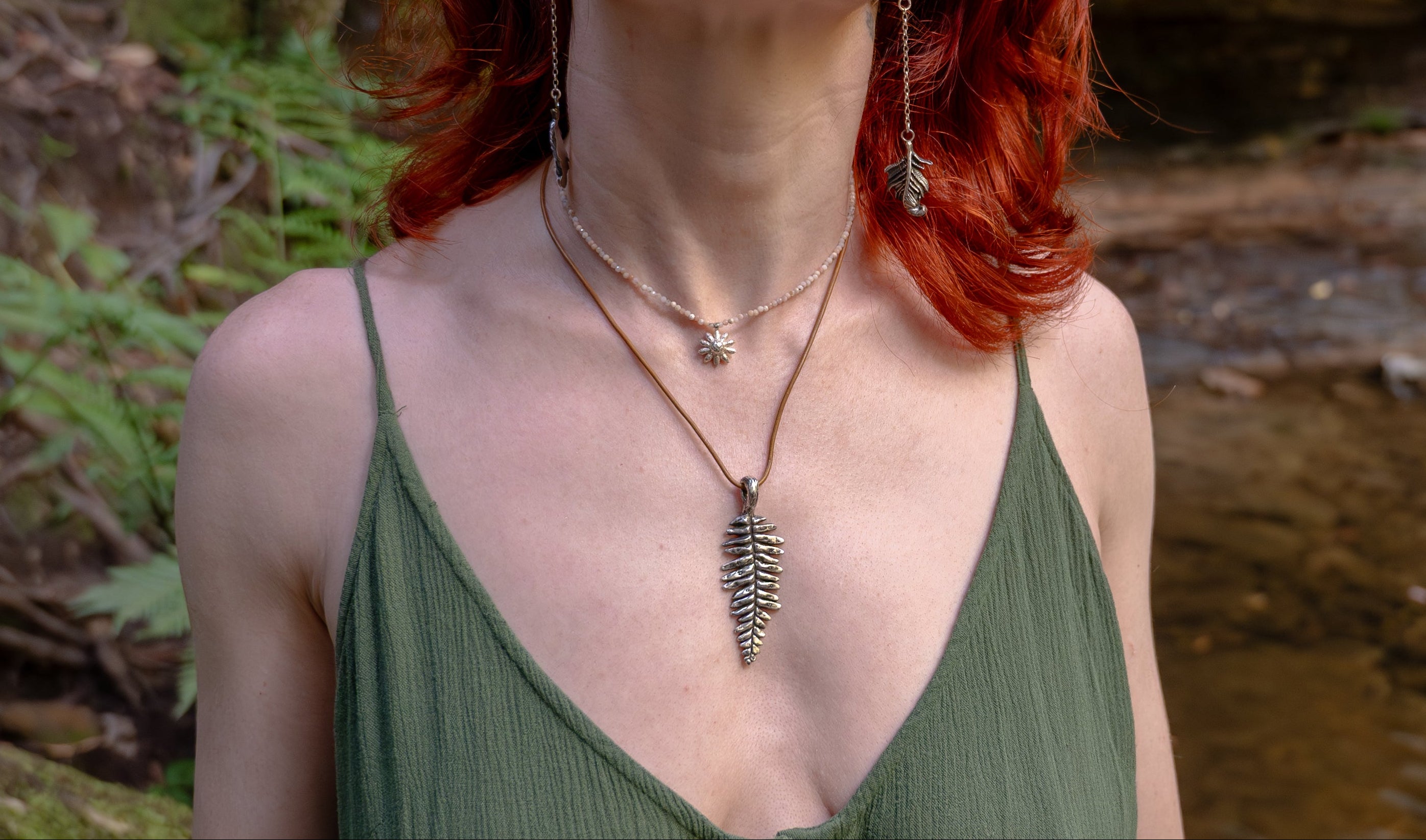 Witchy Fern Dangle Earrings in Silver