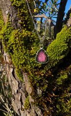 Pink and Green Watermelon Tourmaline Silver Necklace 