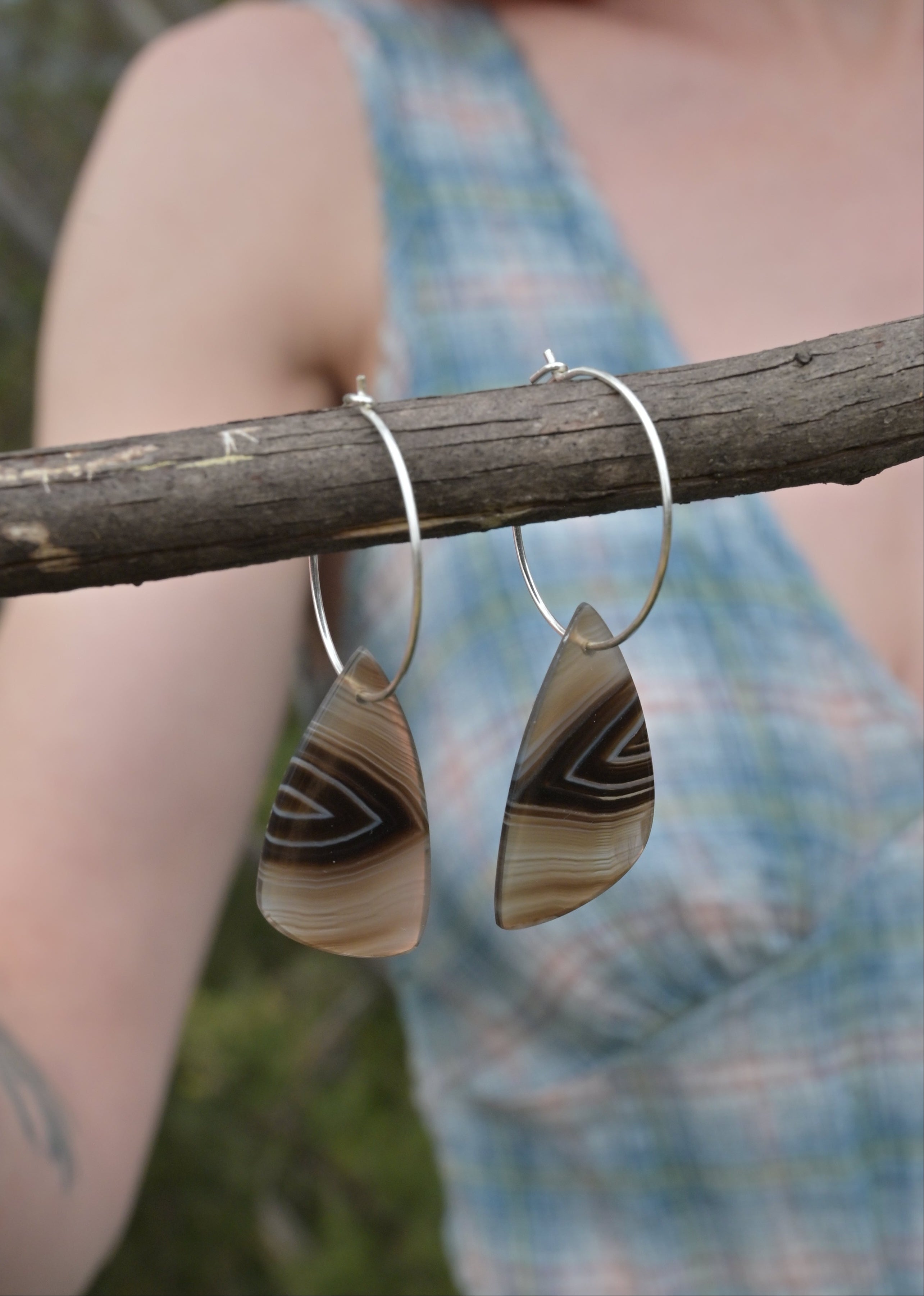 Silver Hoop Gemstone Earring