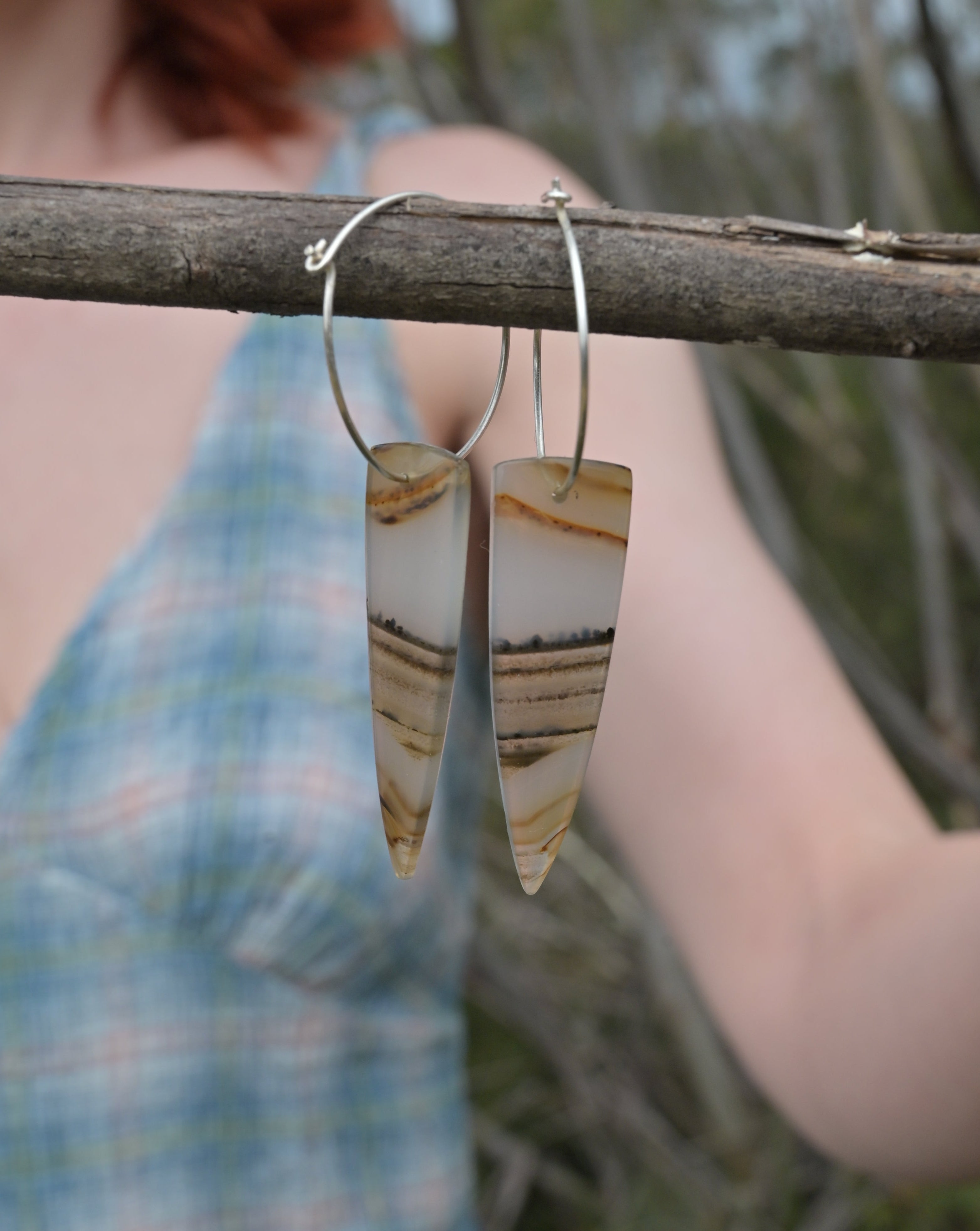 Silver Hoop Gemstone Earring